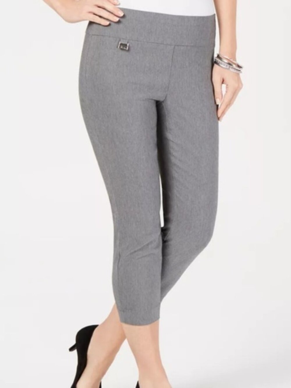 Alfani Tummy-Control Pull-On Capri Pants Heather Grey